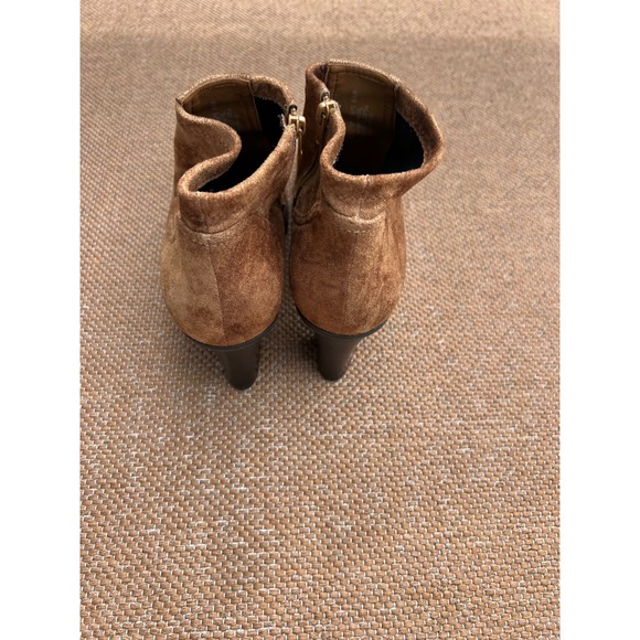 Franco Sarto Suede Ankle Boots Women's 8.5 Block Heel Zipper Closure Brown - Picture 6 of 6